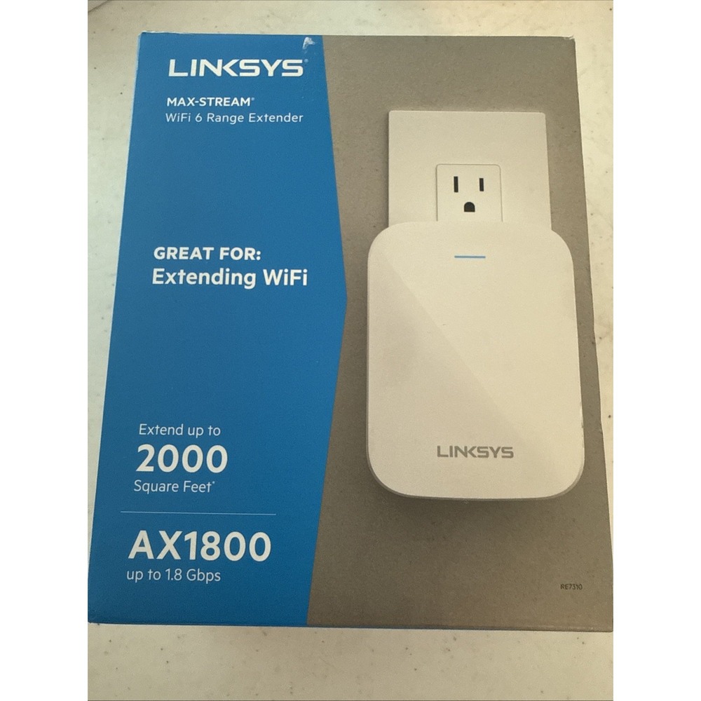 Linksys RE7310 WiFi Extender 6-Range Booster Dual-Band AX1800 Internet Repeater